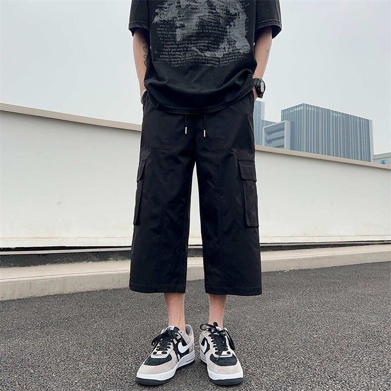 高街伐木裤子男夏季美式工装短裤宽松阔腿七分裤-A1055TP30控58图片