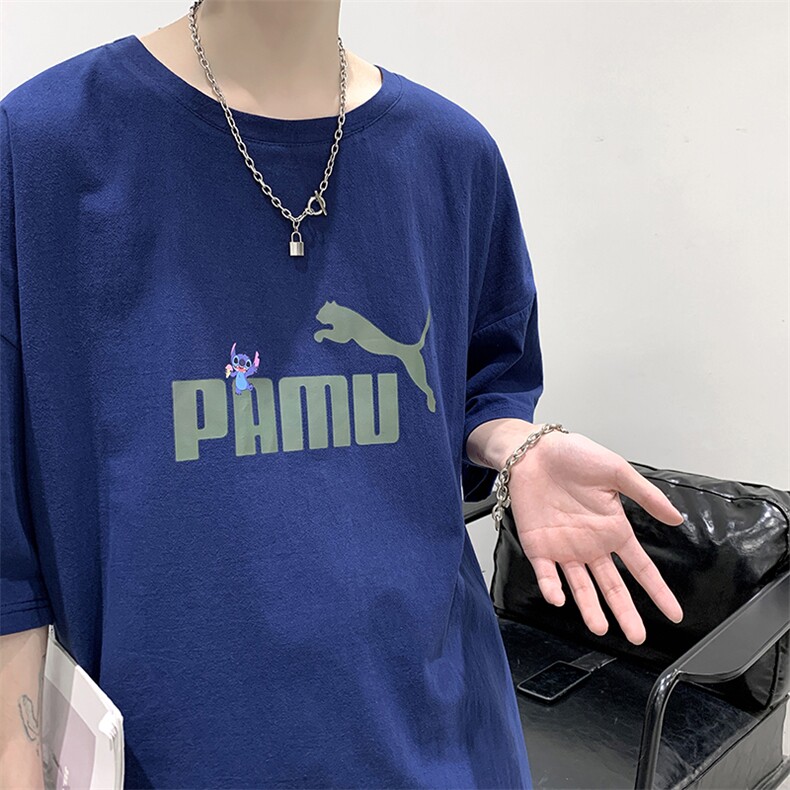 YT26227-P30NASA亚短袖t恤男大码五分袖男宽松七分袖港风模特,男装T恤,电商A040