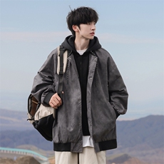 wassuphappy连帽夹克男款秋冬季潮流美式复古上衣服宽松休闲外套，男装夹克，星座109