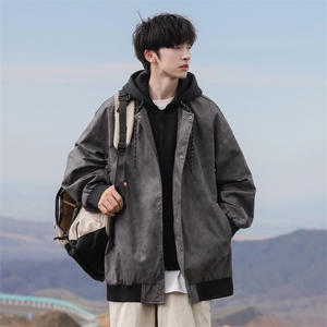wassup happy连帽夹克男款秋冬季潮流美式复古上衣服宽松休闲外套图片