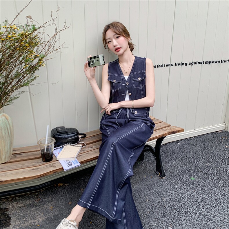 天丝牛仔色马甲+阔腿裤两件套-C051-S217-P165-K238,女装套装/套裙,2C051