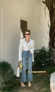 春秋时尚短喇叭裤，显瘦显高女日常图片