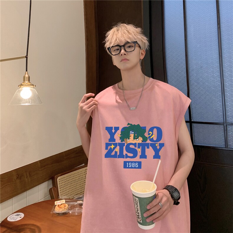 2025新款重磅高品质麂皮绒无袖坎肩背心蓝色字母印花JB4156-特P19,男装背心/马甲,星座508（原C305）