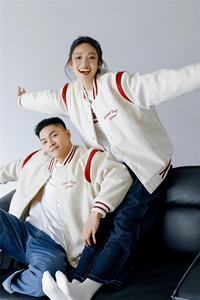 （高品质）美式设计感字母刺绣毛呢棒球夹克外套 1015-JK113-P125图片