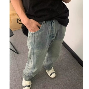 美式复古直筒牛仔裤男女秋冬高街vibe风裤子潮牌宽松WLN802-P43图片