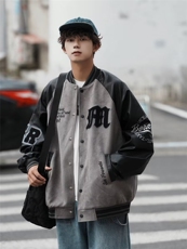 美式复古高街夹克男2024年春秋季新款潮牌宽松棒球服外套，男装夹克，星座716-4