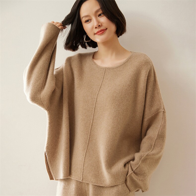 匠心织~高货加厚baby小山羊绒衫女廓版宽松显瘦针织衫慵懒风毛衣,女装羊绒衫,绒创羊绒