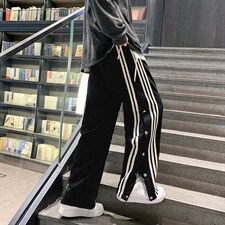 字母刺绣条纹排扣裤男春季新款卫裤高街男拖地裤K02-P35，男装休闲裤，星座308B-2