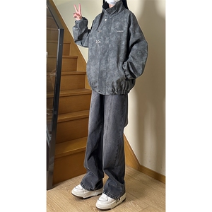 港风美式复古扎染宽松百搭立领夹克男女 XZ213-JK8934-P108控138图片
