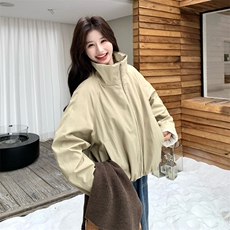 现货：冬装新款针织披肩立领夹棉棒球棉服外套2C135-8932P205K308，女装棉衣/棉服，2C135