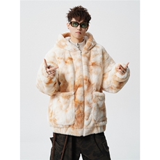 羊羔毛棉衣潮扎染情侣大码M-5XL毛绒外套男MY78198P138控198，男装棉衣，星座227-7