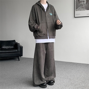 麂皮绒连帽卫衣运动套装男校园风运动服两件套学生班服TZ115-P128图片