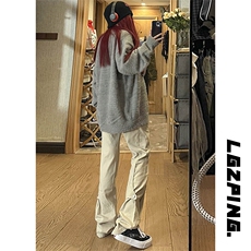 2026春季新款女模自拍大码潮微喇工装裤M-5XHK23092-特P50，男装工装外套，电商A022