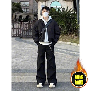 现货冬季美拉德立领飞行夹克廓形高街棒球服加棉加厚棉衣外套图片