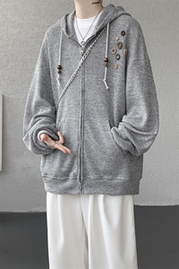 美式复古设计感针织连帽外套男女小众慵懒卫衣开衫潮牌 WY21P78图片