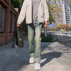 秋冬季男款长裤美式复古微喇叭牛仔裤高街休闲裤1412-2/992/P60，男装牛仔裤，星座1412-2