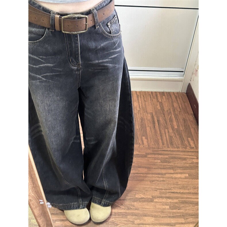 【有货】N1057CC-特P55 弯刀牛仔裤男女同款阔腿裤子图片