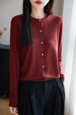 一线成衣羊毛衫女士针织开衫2025年春秋新款宽松外套圆领洋气外搭，女装针织衫/毛衣，暖烁羊绒