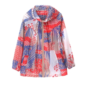 2026春夏季新款超薄轻盈柔软宽松印花大码连帽防晒衣防紫外线外套图片