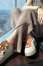 2024新款开叉直筒裤女垂感宽松显瘦长裤，女装休闲裤，北娇羊绒
