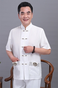 782爸爸夏季套装中老年短袖唐装中国风刺绣福字服装爷爷太服图片