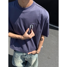 2025夏季新款户外拉链简约纯色宽松短袖T恤B315-ST005-特p35控68，男装T恤，电商B315