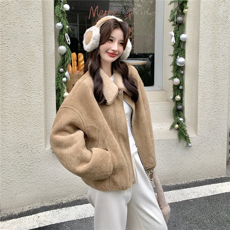 新款双面穿皮毛一体外套2D035-25141P195K288,女装短外套,2D035
