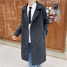 2020冬款呢大衣加长双排扣呢风衣男款拉风呢衣男外套冬装D501P135，男装毛呢大衣，星座312B-1
