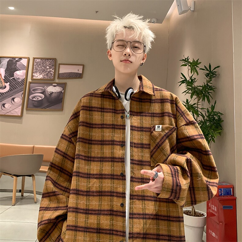 B225-仔仔图-C6099--P55-X69----格子夹标口袋衬衫--全棉,男装衬衫,电商B225