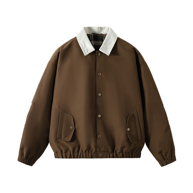 2025经典防水复古翻领纯色夹克外套男户外休闲青少年JK8522-P65，男装夹克，电商B306