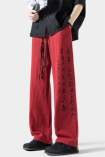 2024春夏衔接无影墙大码风印花棉麻长裤M-5XHK24177-特P35，男装休闲裤，电商A022