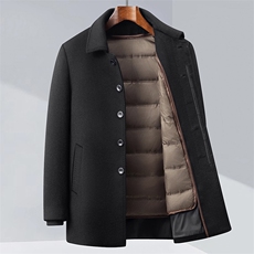 2025年秋季时尚中长款羊毛大衣外套，男装毛呢大衣，伊雪娇羊绒