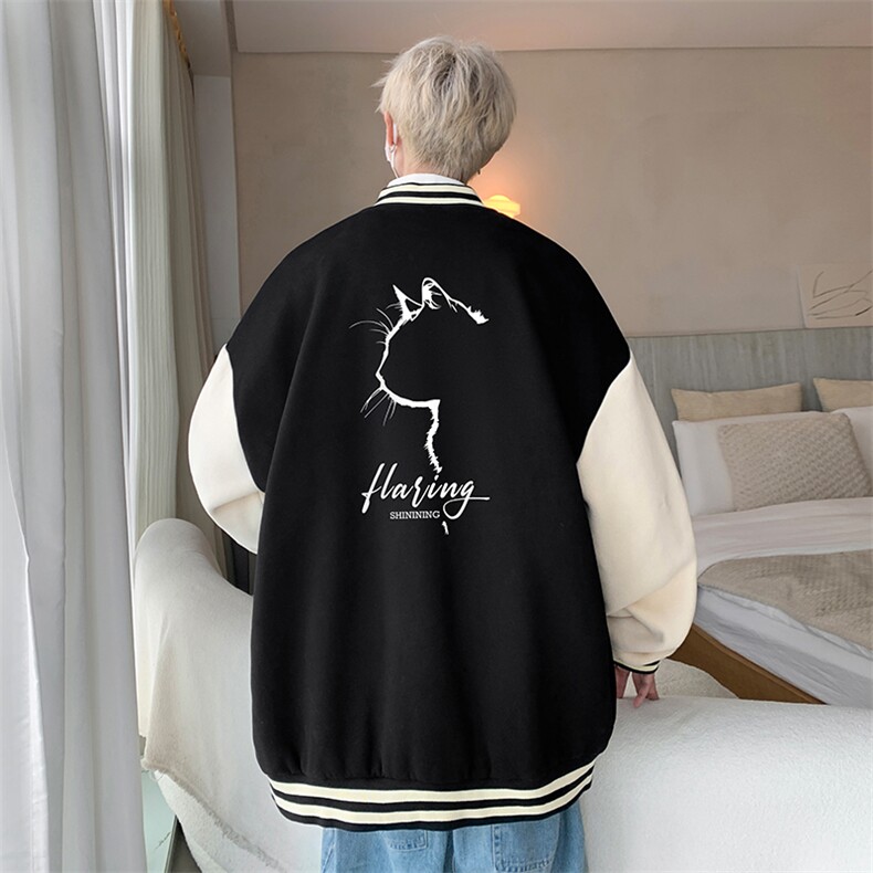 摇粒绒棒球服男大码开衫卫衣男夹克BF86344-P65,男装夹克,电商A040