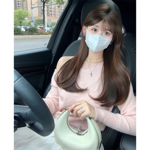 MN1026-P48 斜肩毛衣新款设计感小众气质时尚露肩显瘦打底针织衫图片