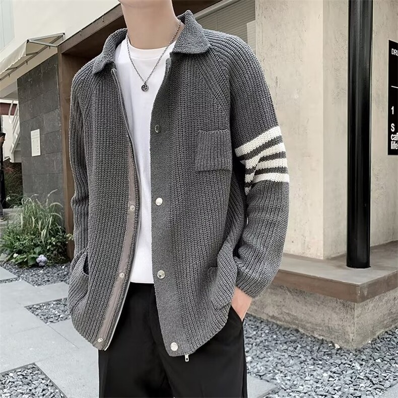 男秋冬季新款潮韩版百搭三条杠毛衣针织衫外套M8815P53,男装针织衫/毛衣,星座1116-2