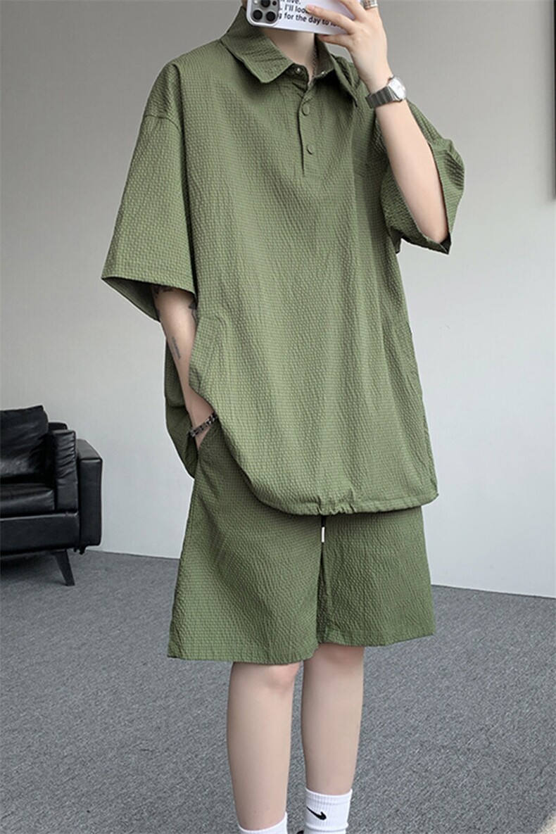 8XL-M日系工装短袖衬衫男夏季POLO衫t恤休闲运动套装TZ38004特P55,男装Polo衫,电商B312