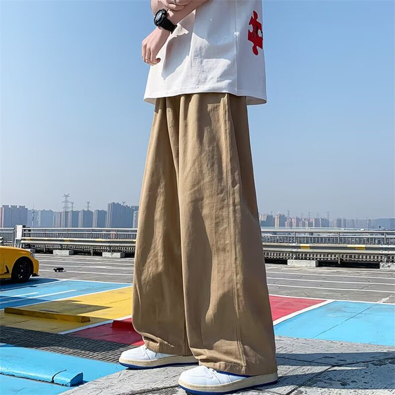ins裤子男日系港风工装休闲裤长裤宽松直筒拖地阔腿裤子K3612-P43,男装休闲裤,星座1008