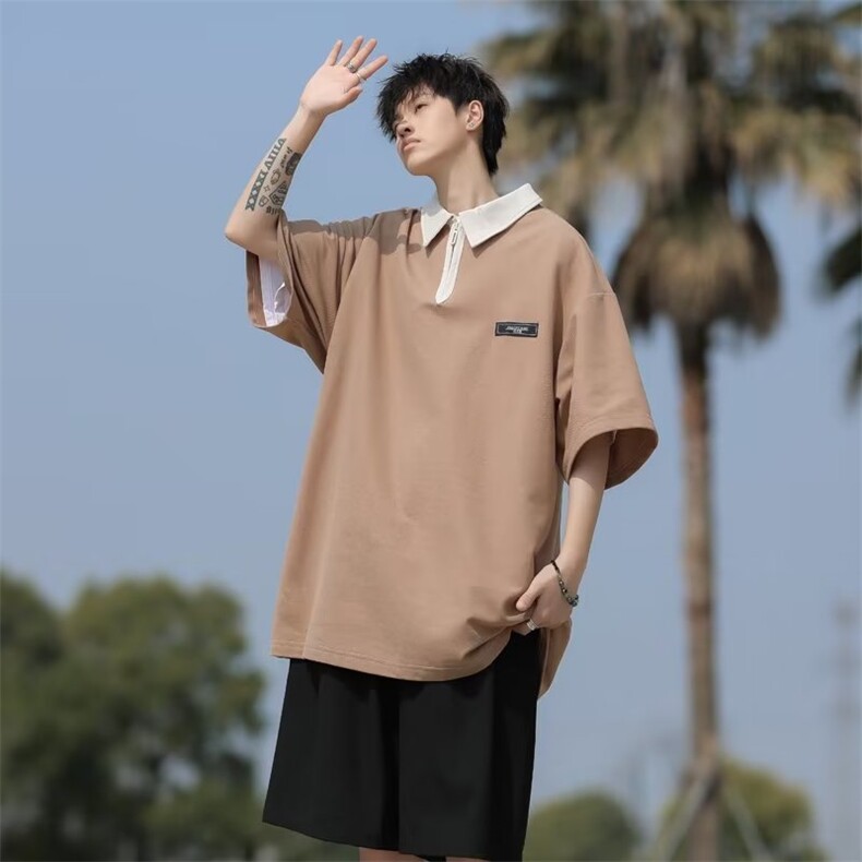 cityboy短袖polo衫潮牌潮流半袖男女半拉链美式复古T恤PL607-P30,男装Polo衫,星座1008