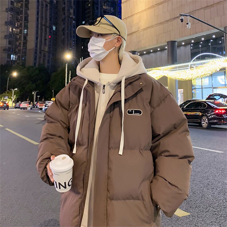 现货抖音得物二开三防加厚假两件拼接连帽棉衣冬季棉服LL9999,男装棉衣,电商A486