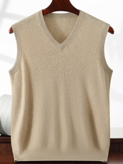 羊毛无袖毛衣背心男V领宽松纯色羊毛马甲打底衫韩版针织衫大码潮，男装背心/马甲，绒创羊绒