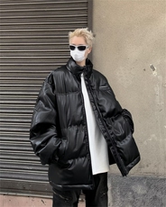 F88-P852024冬季加厚立领棉服外套美式复古设计感PU皮棉衣男，男装棉衣，星座512-6