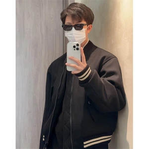 美式斜纹全羊毛骨感微廓形时装短款棒球服外套棉衣男潮 JK9214图片