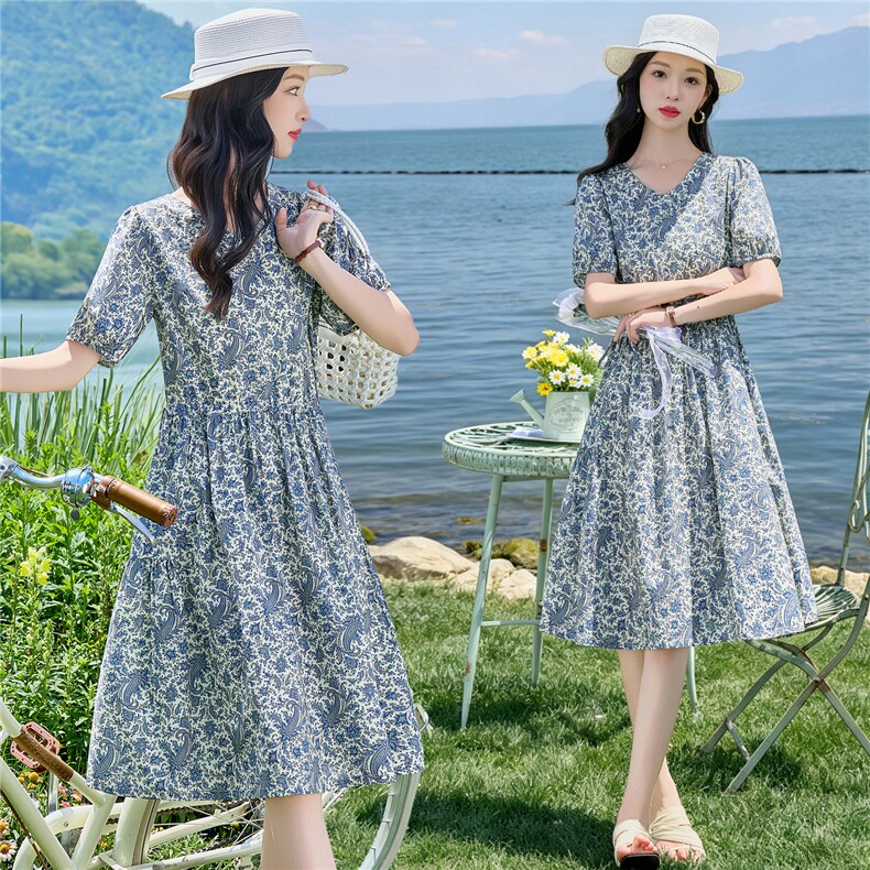 6802时尚印花抽绳显瘦连衣裙,女装连衣裙,倪叶myz