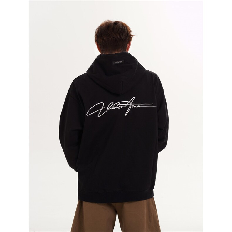 特批45-DY26-现货美式刺绣连帽卫衣男女情侣款套头外套高街风，女装短外套，星座618B-1