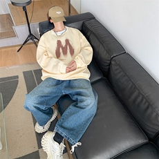 内景春季新款圆领卫衣男潮字母印花宽松打底衫WY00221/P35加绒P45，男装卫衣，电商B316