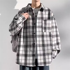 XXF053新款男士加厚保暖休闲夹克男生格子长袖衬衫上衣服外套图片