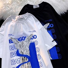 T恤潮流圆领男港风印花2024新款百搭休闲时尚DS-B299-5115P45控69，男装T恤，电商A061-1