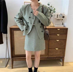 含毛套装,女装职业装,素妮