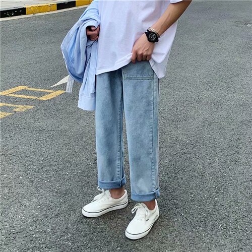 新款牛仔裤子男士潮牌韩版潮流直筒宽松百搭老爹休闲长裤nk18-p35图片