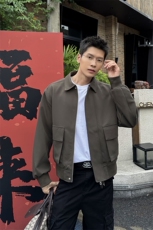 秋季2025老钱风抖音纯色休闲立领夹克店主风A236-82518-P140，男装夹克，电商A236